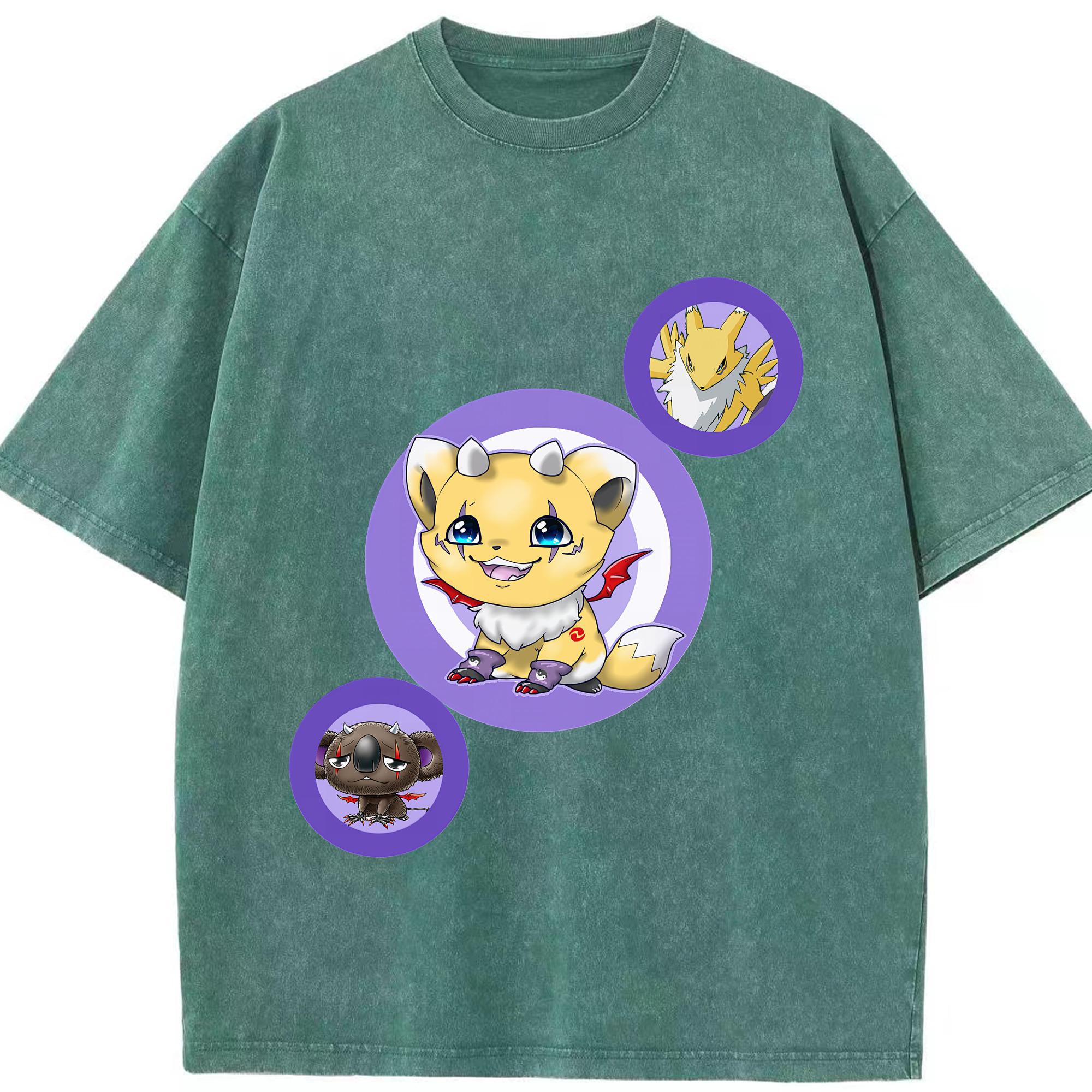 （画像用） Digimon デジタルモンスター/デジモン 綿100% ヴィンテージ風 半袖Tシャツ（フロントプリント）
